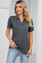 Johnny Collar Short Sleeve Blouse (4)