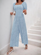 Printed Square Neck Puff Sleeve Jumpsuit (26)