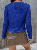 Full Size Sequin Open Front Cropped Jacket (19)