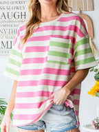 Striped Oversized Short Sleeve T-shirt (2)