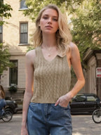 Cable-knit V-neck Knit Tank (4)