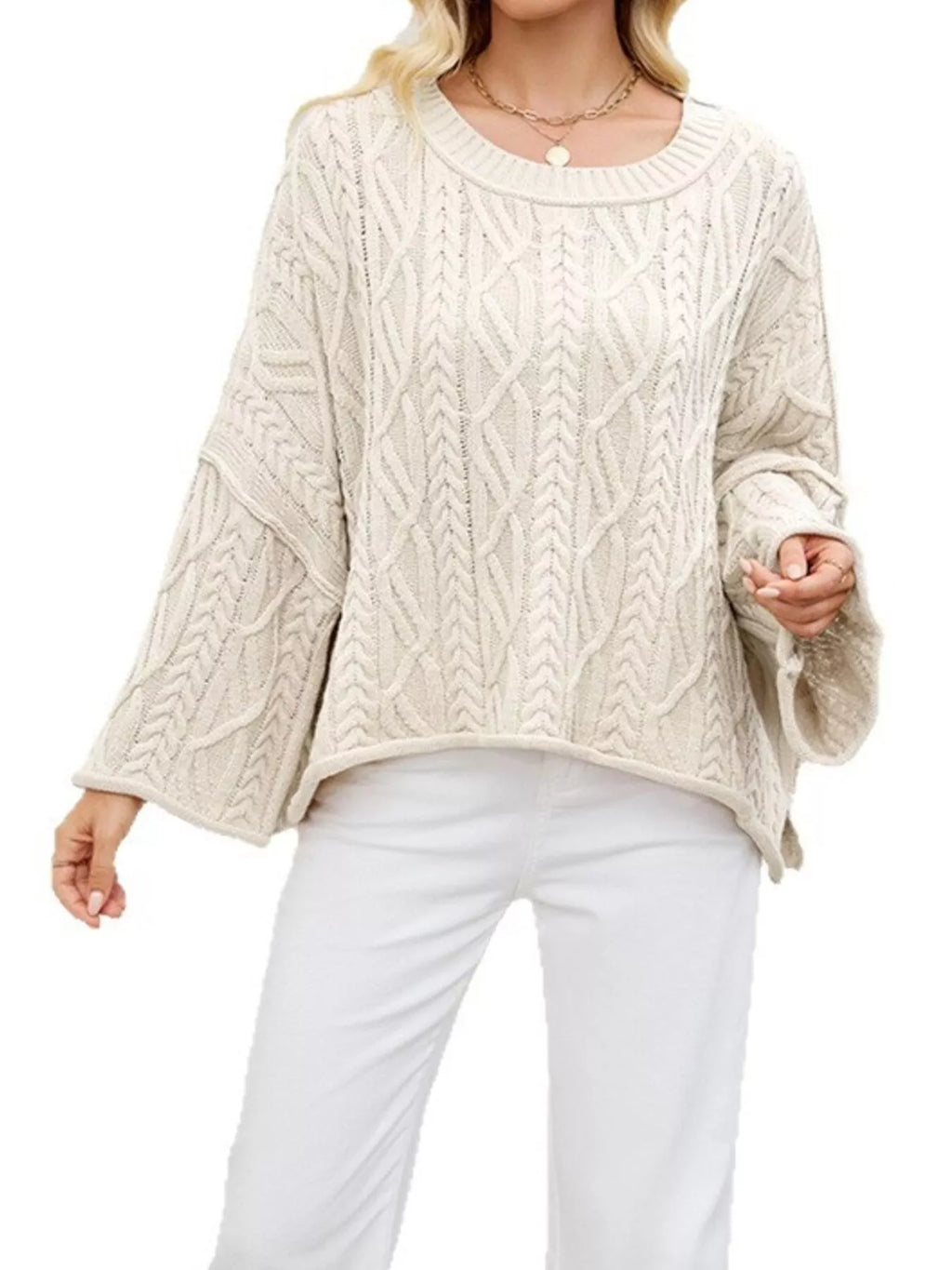 Cozy Cable Knit Drop Shoulder Oversize Sweater (5)