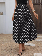 High-waisted Polka Dot A-line Midi Skirt (5)