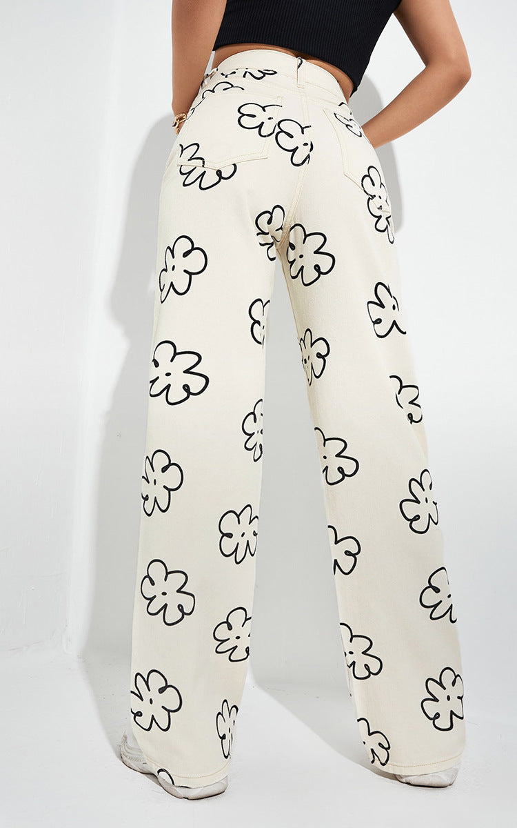 Loose Straight-leg Printed Casual Jeans photo 1