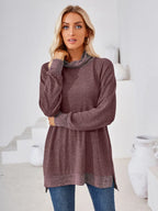 Contrast Mock Neck Long Sleeve T-shirt (32)