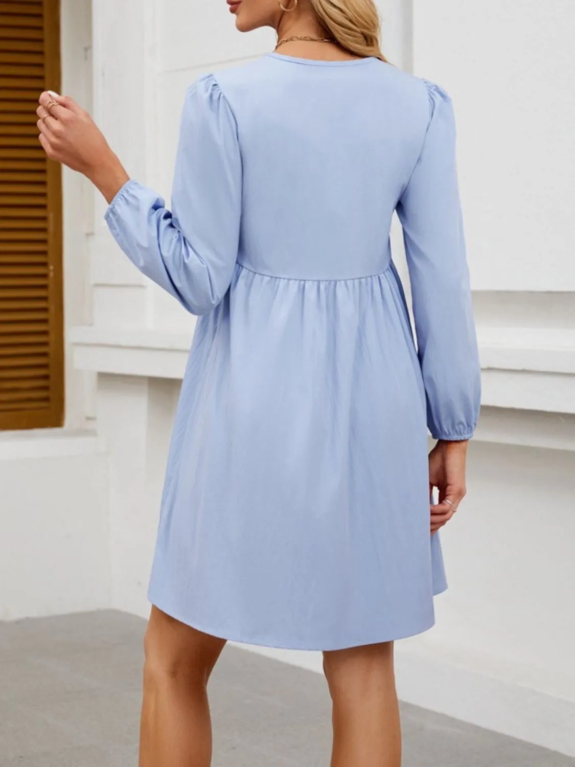 Tie Front Long Sleeve Mini Dress (6)