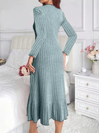 Full Size Ribbed Knit Ruffle Hem Bodycon Dress Plus (2)