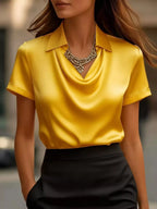 Full Size Satin Cowl Neck Blouse Plus (12)