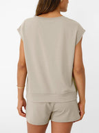 Round Neck Cap Sleeve Top Shorts Set (4)