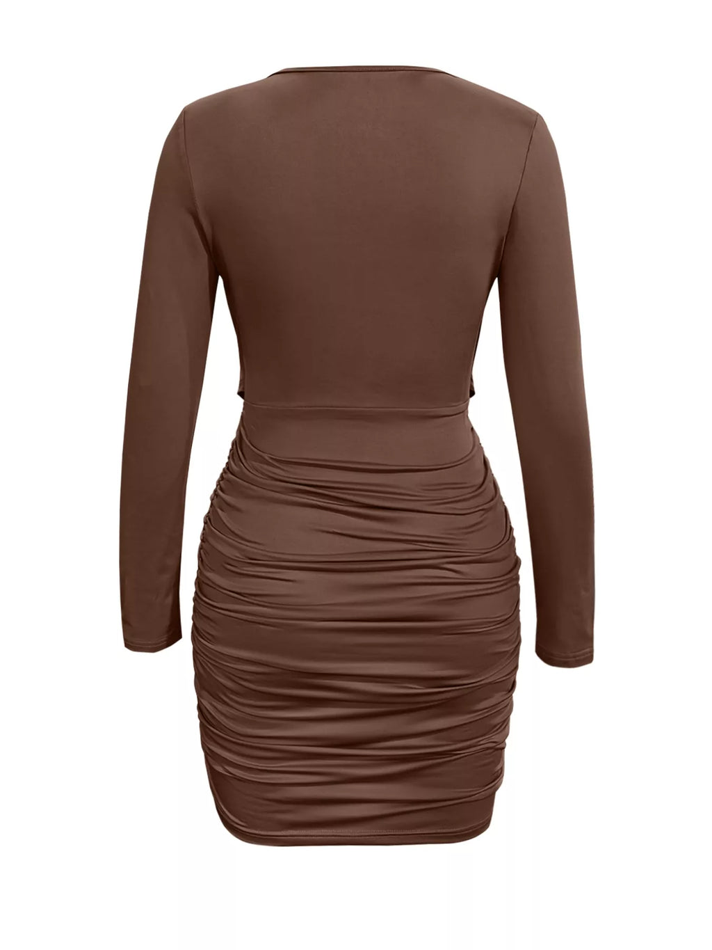 Draped V-neck Long Sleeve Bodycon Mini Dress (3)