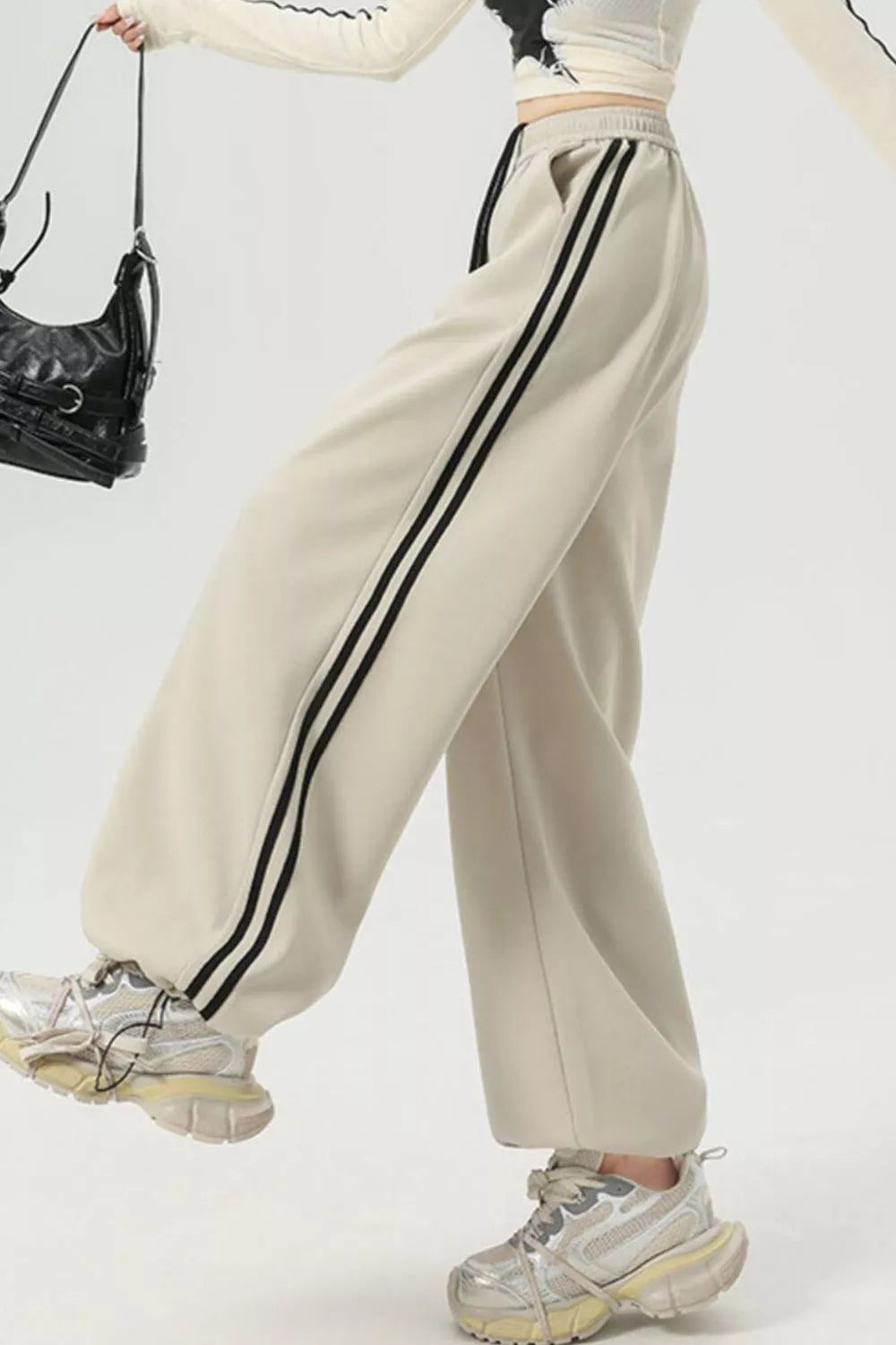 Wide Leg Side Striped Pants (3)