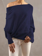 Full Size Boat Neck Batwing Sleeve Knit Top (18)