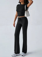 Round Neck Short Sleeve Top Pants Set (31)