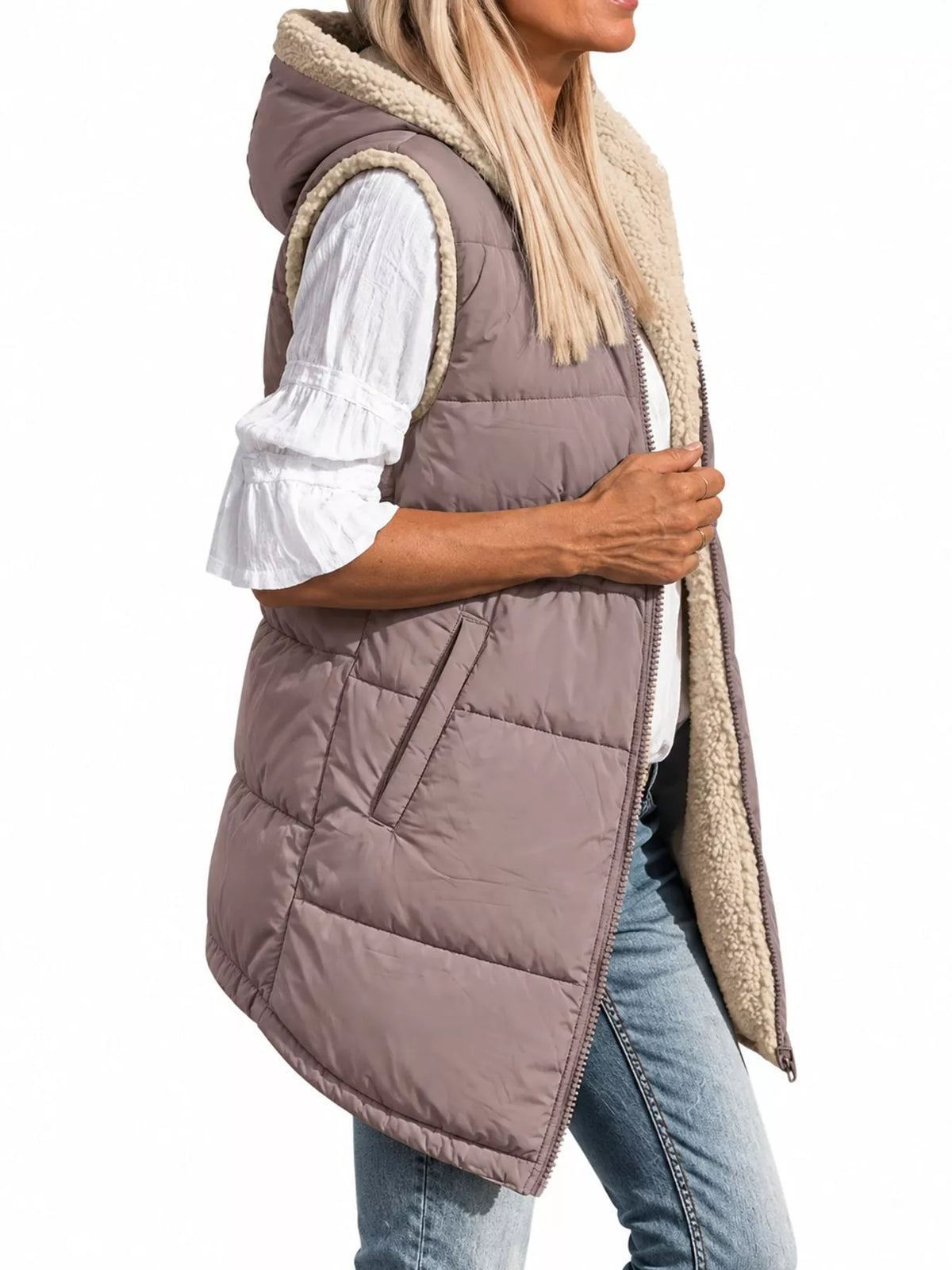 Full Size Hooded Sherpa-lined Puffer Vest Coat Plus (22)