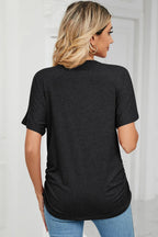 Ruched V-neck Short Sleeve T-shirt (12)