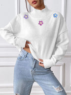 Flower Turtleneck Long Sleeve Sweater (6)
