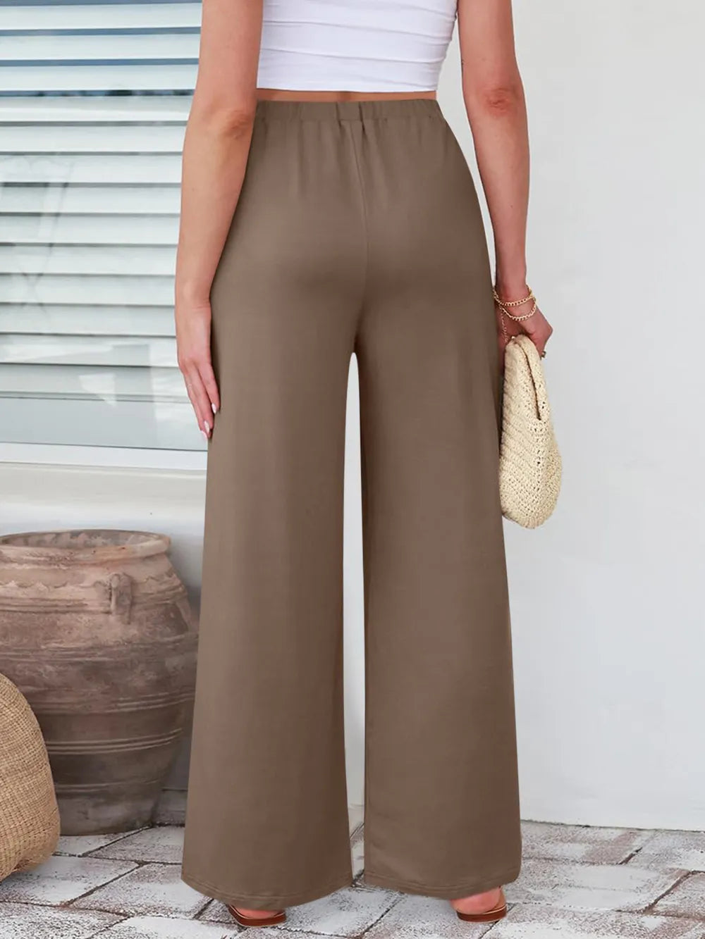Elastic Waist Wide Leg Pants (3)