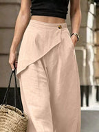 Asymmetrical Wrap Wide-leg Pants (2)