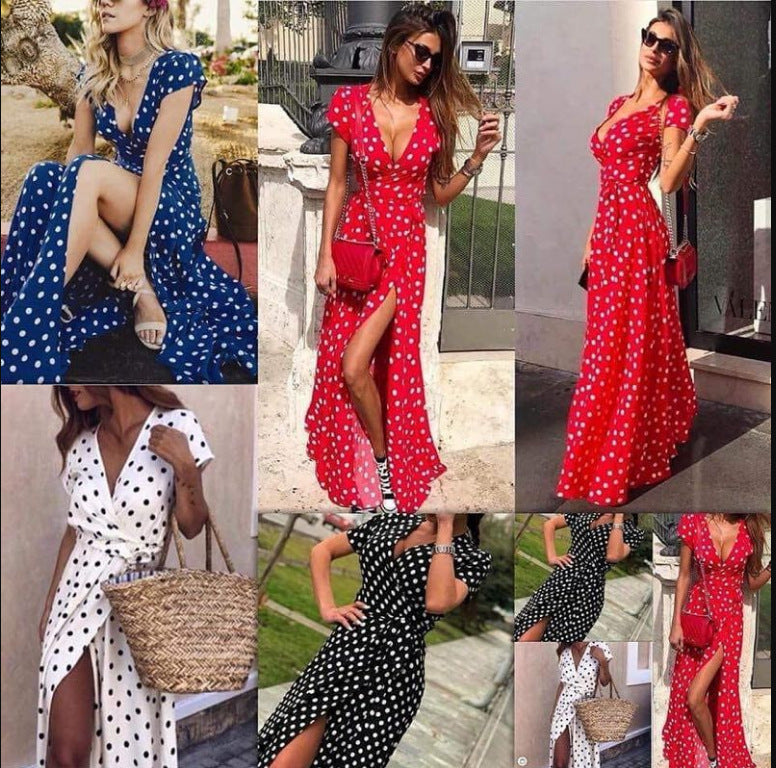 V-neck Polka Dot Dress photo 1