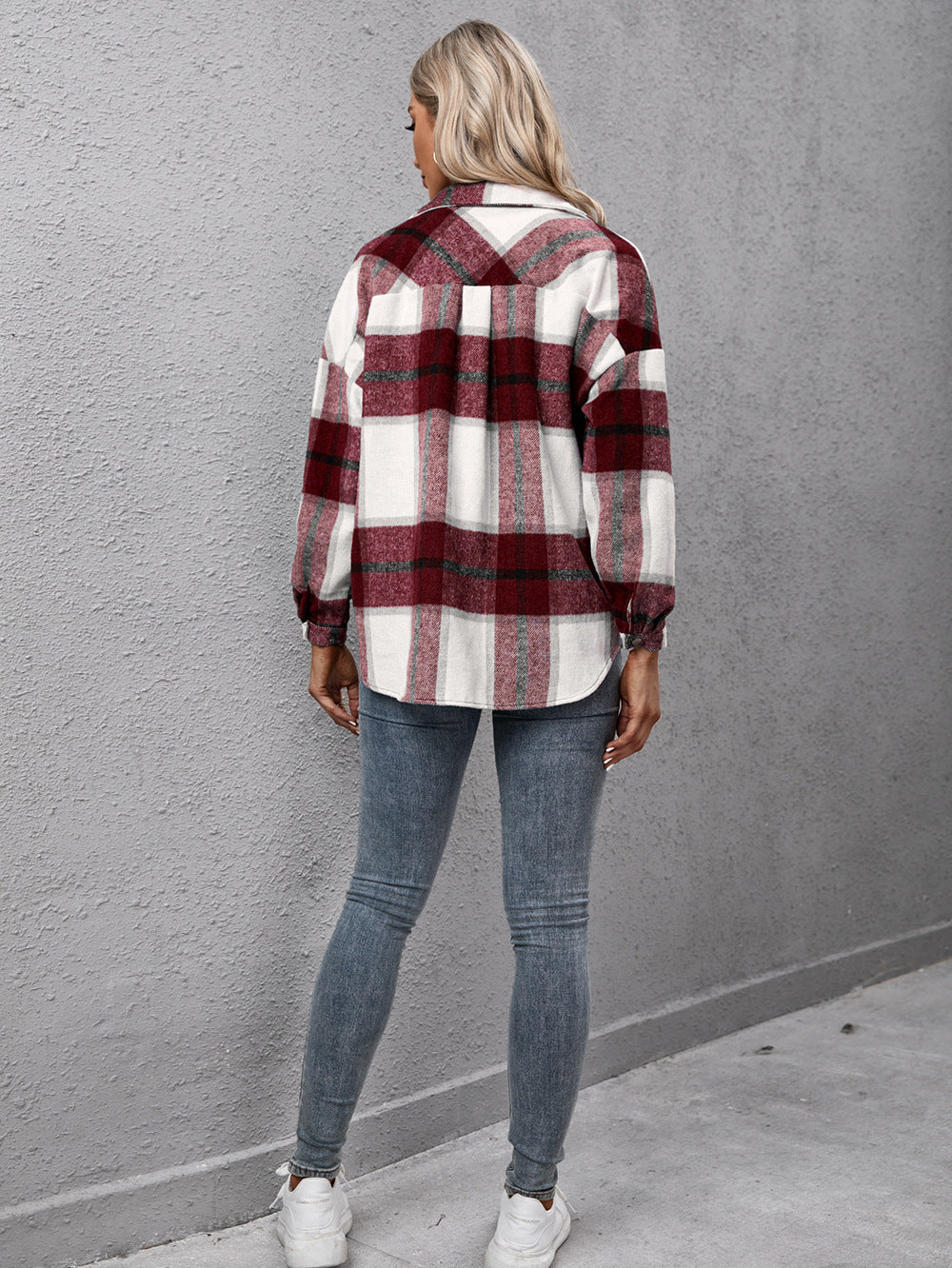 Plaid Long Sleeve Shirt Jacket (10)