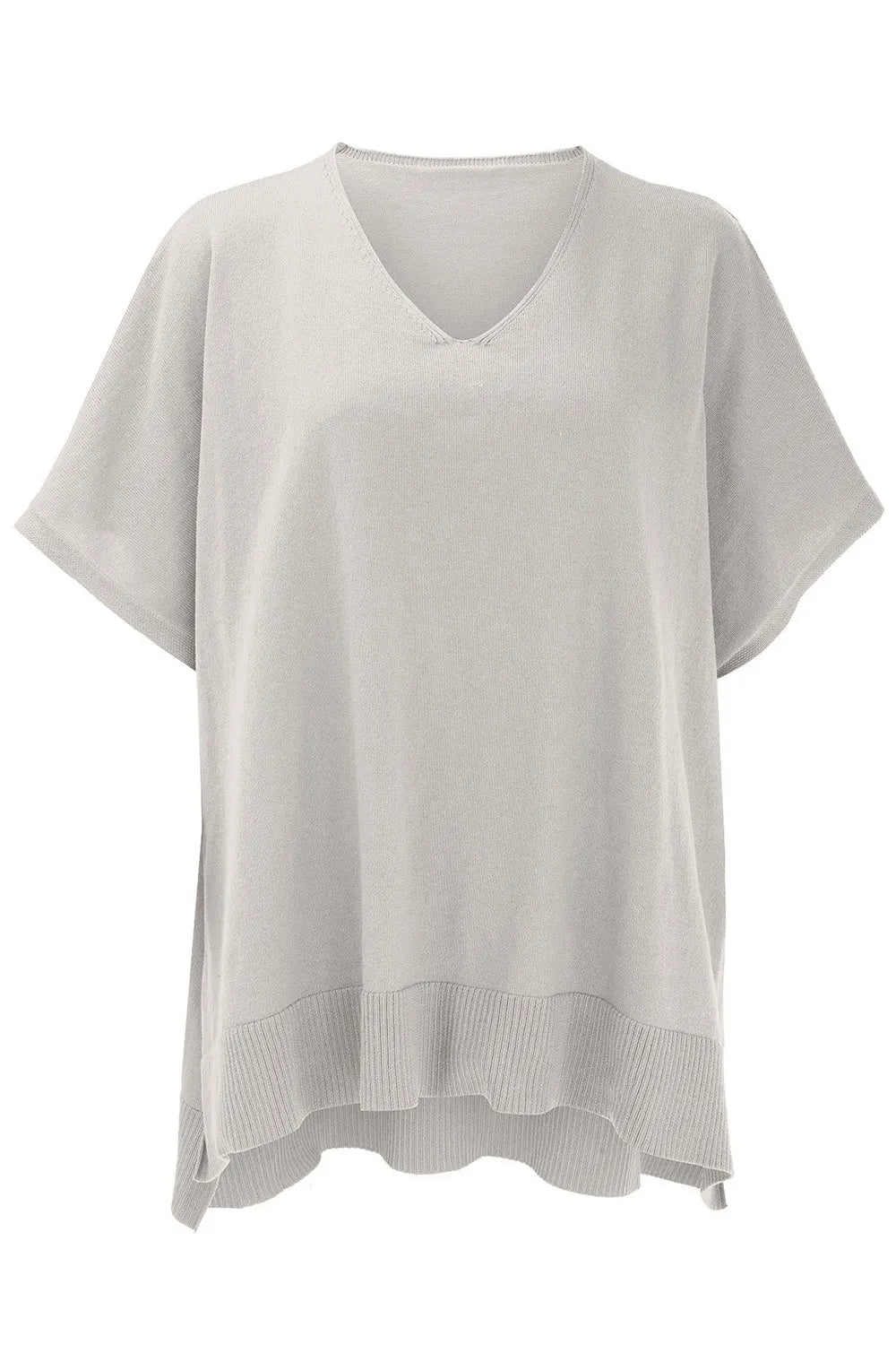 Slit V-neck Half Sleeve Knit Top (12)