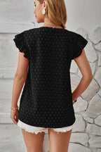 Swiss Dot Ruffled Cap Sleeve T-shirt (8)