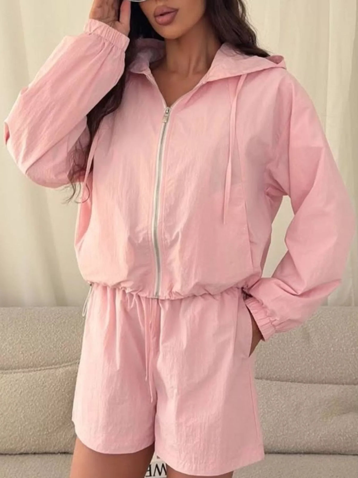Lightweight Hooded Jacket Shorts Set (7)