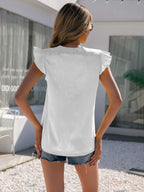 Notched Neck Butterfly Sleeve Blouse (6)