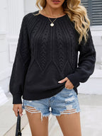 Cable-knit Round Neck Sweater (14)