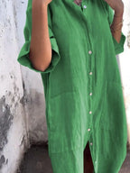 Full Size Casual Linen Button-down Shirt Dress Plus (11)
