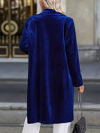 Lapel Collar Long Sleeve Longline Coat (18)