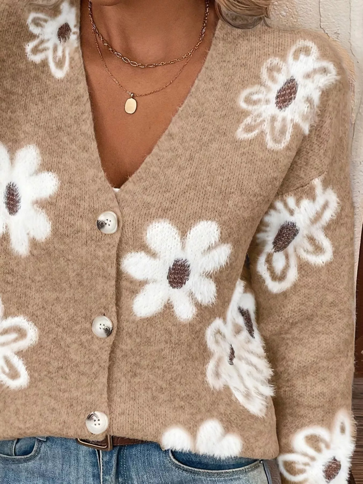 Floral Print Button-up Knit Cardigan (6)