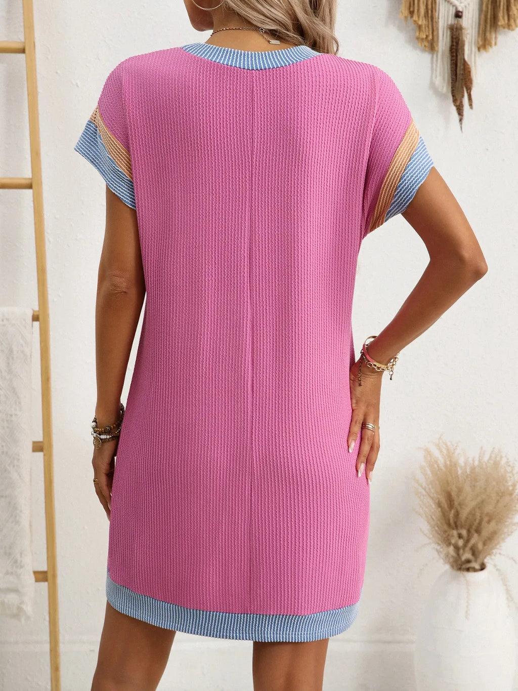Round Neck Short Sleeve Mini Dress (21)