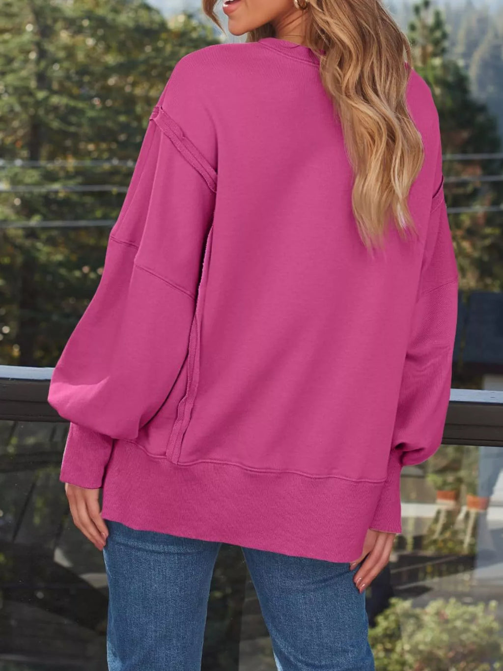 Side Slit Long Sleeve Oversized Sweatshirt (24)