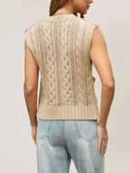Cable-knit Button-down Sweater Vest (4)