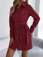 Corduroy Button-down Shirt Dress (16)