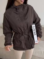 Drawstring Waist Hooded Windbreaker Outerwear (2)