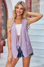 Eyelet Open Front Sleeveless Cardigan (26)
