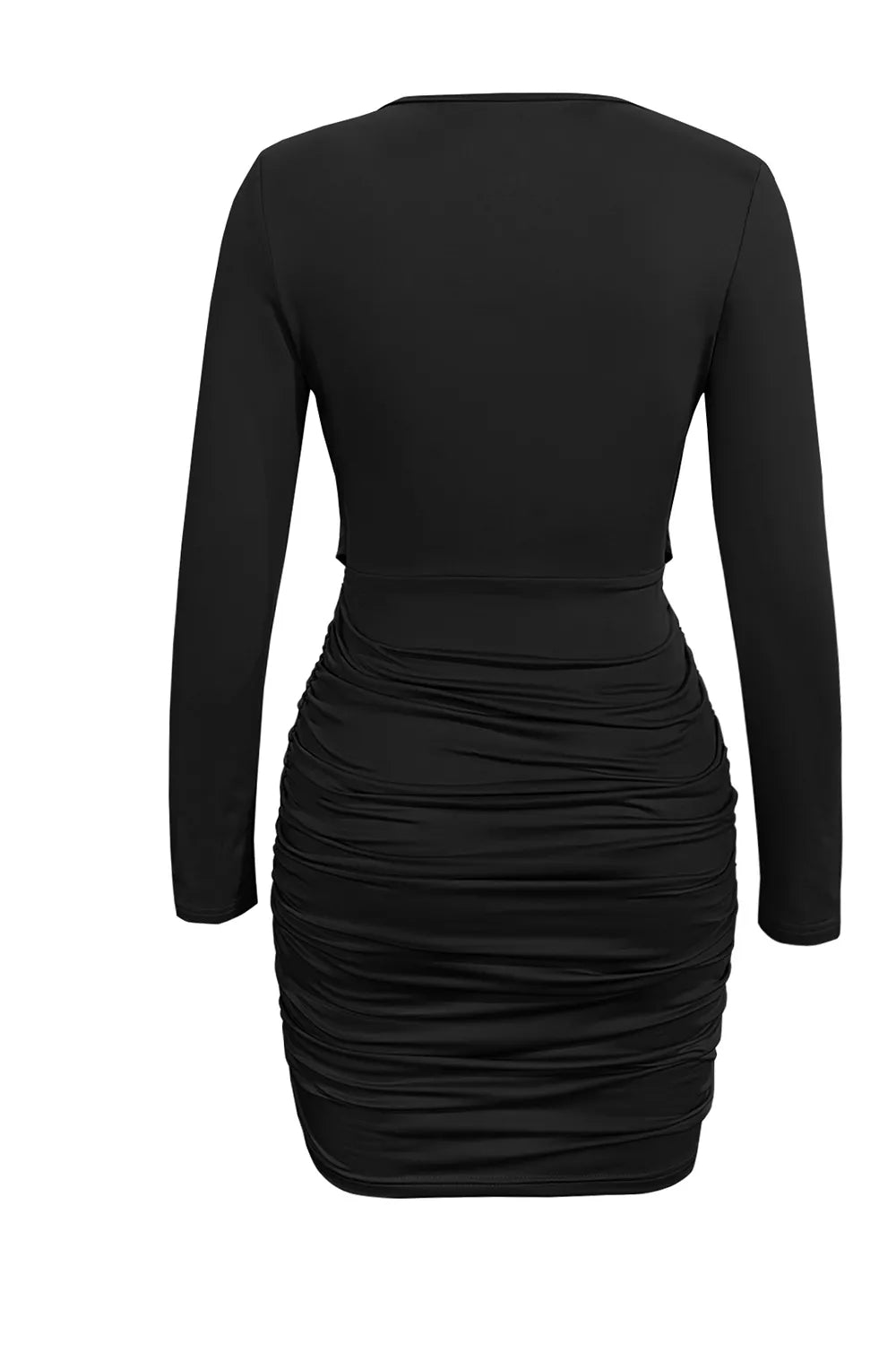 Ruched Cowl Neck Long Sleeve Mini Dress (4)