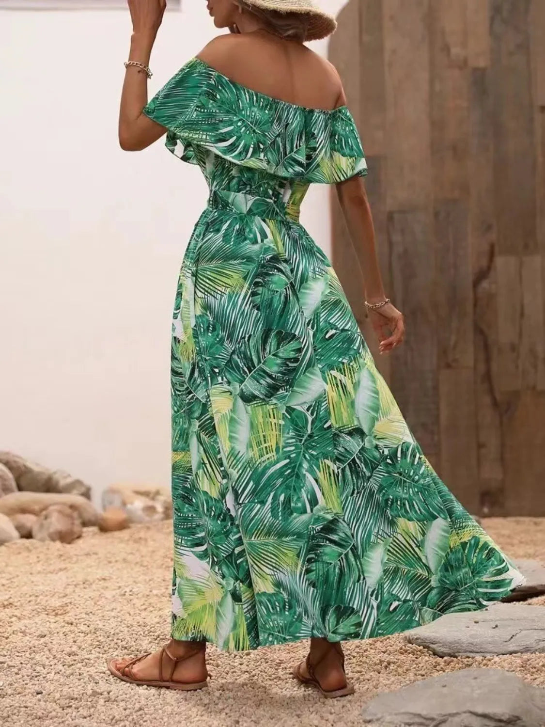 Ruffled Printed Off Shoulder Maxi Dress (8)