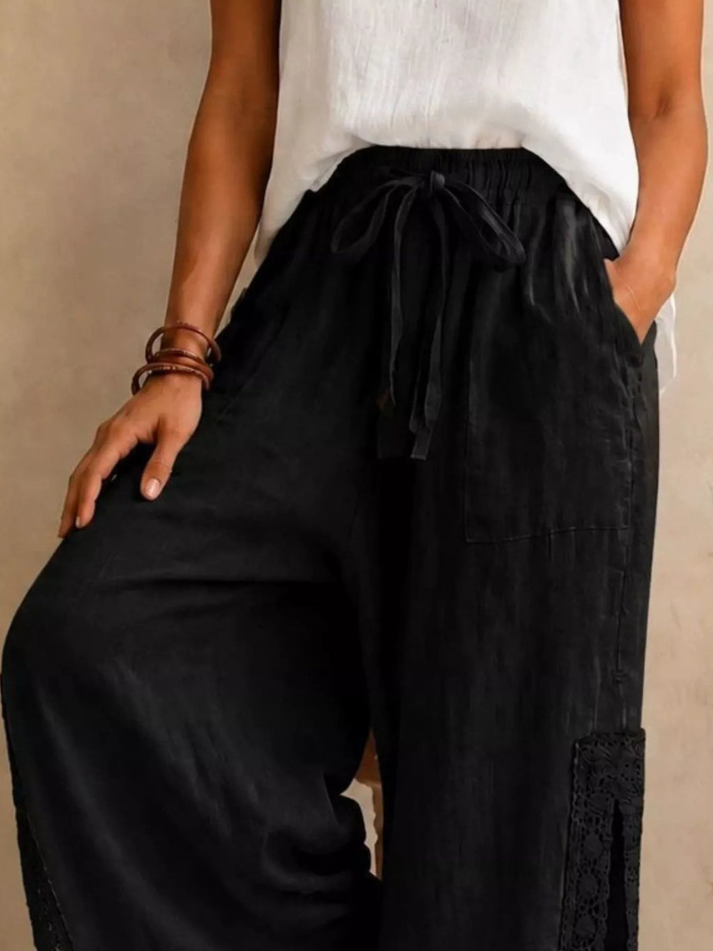 Lace Detail Slit Wide Leg Pants (11)