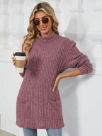 Ribbed Mock Neck Long Sleeve T-shirt (4)