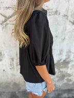 Full Size Smocked Button Front Puff Sleeve Shirt Plus (16)