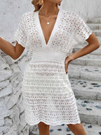 Openwork Plunge Short Sleeve Cover-up Dress (11)