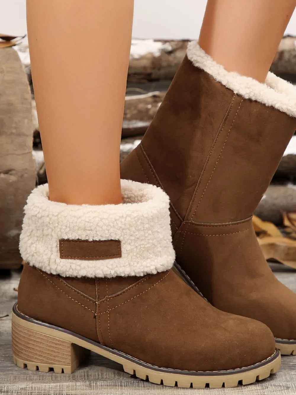 Thermal Fuzzy Block Heel Boots (7)
