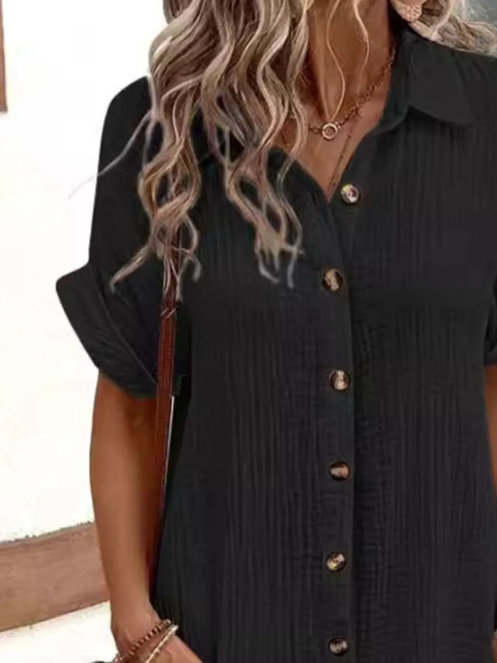 Casual Button Down Shirt Dress Pockets (6)