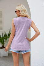 Contrast Eyelet V-neck Tank (31)