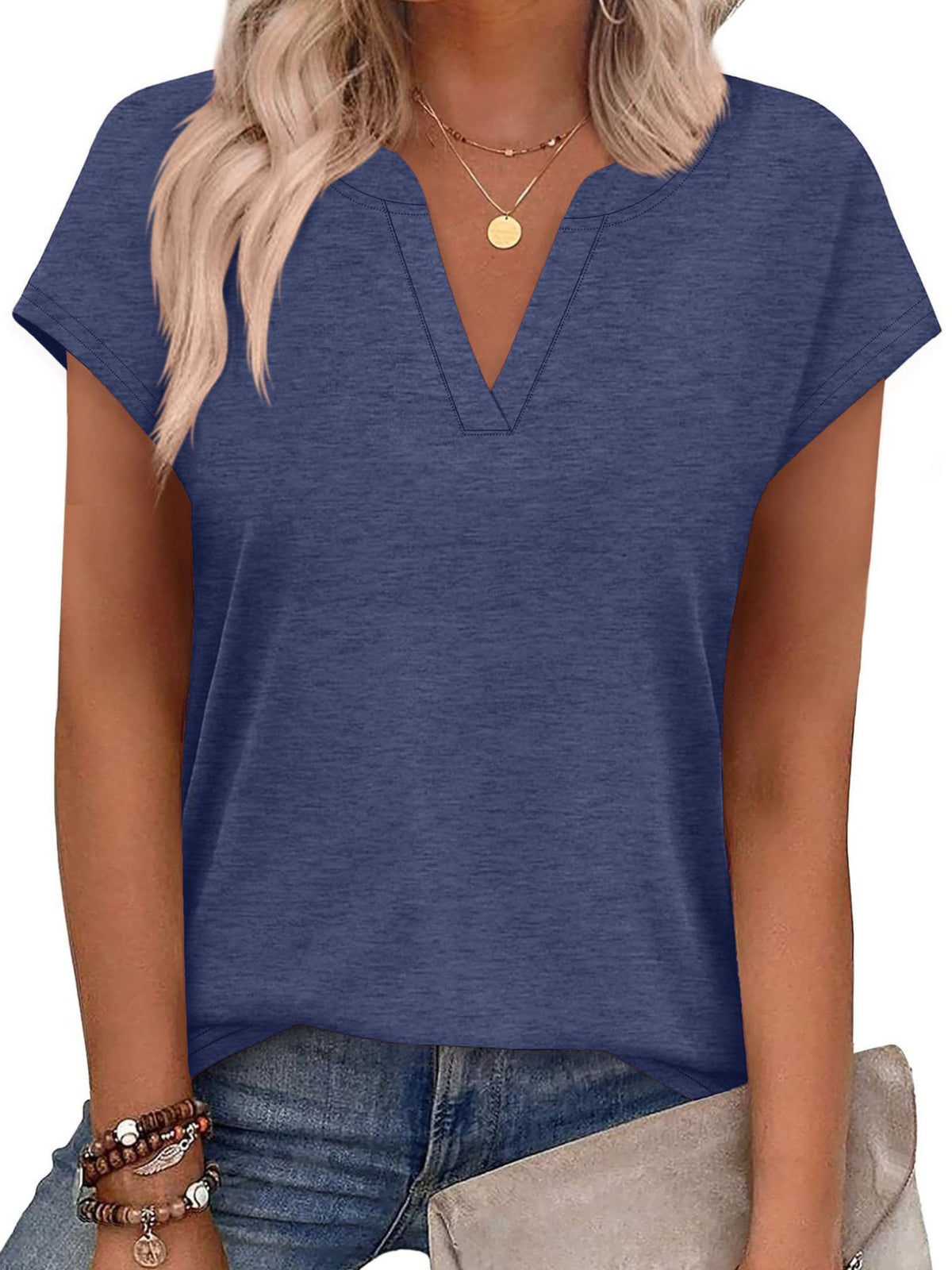 Notched Short Sleeve T-shirt (28)