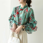 Silk Print Top variant CJNSSYCS09449-Blue-XL|CJNSSYCS09449-Blue-L|CJNSSYCS09449-Blue-S|CJNSSYCS09449-Blue-XXL|CJNSSYCS09449-Blue-M