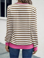 Striped V-neck Long Sleeve T-shirt (8)